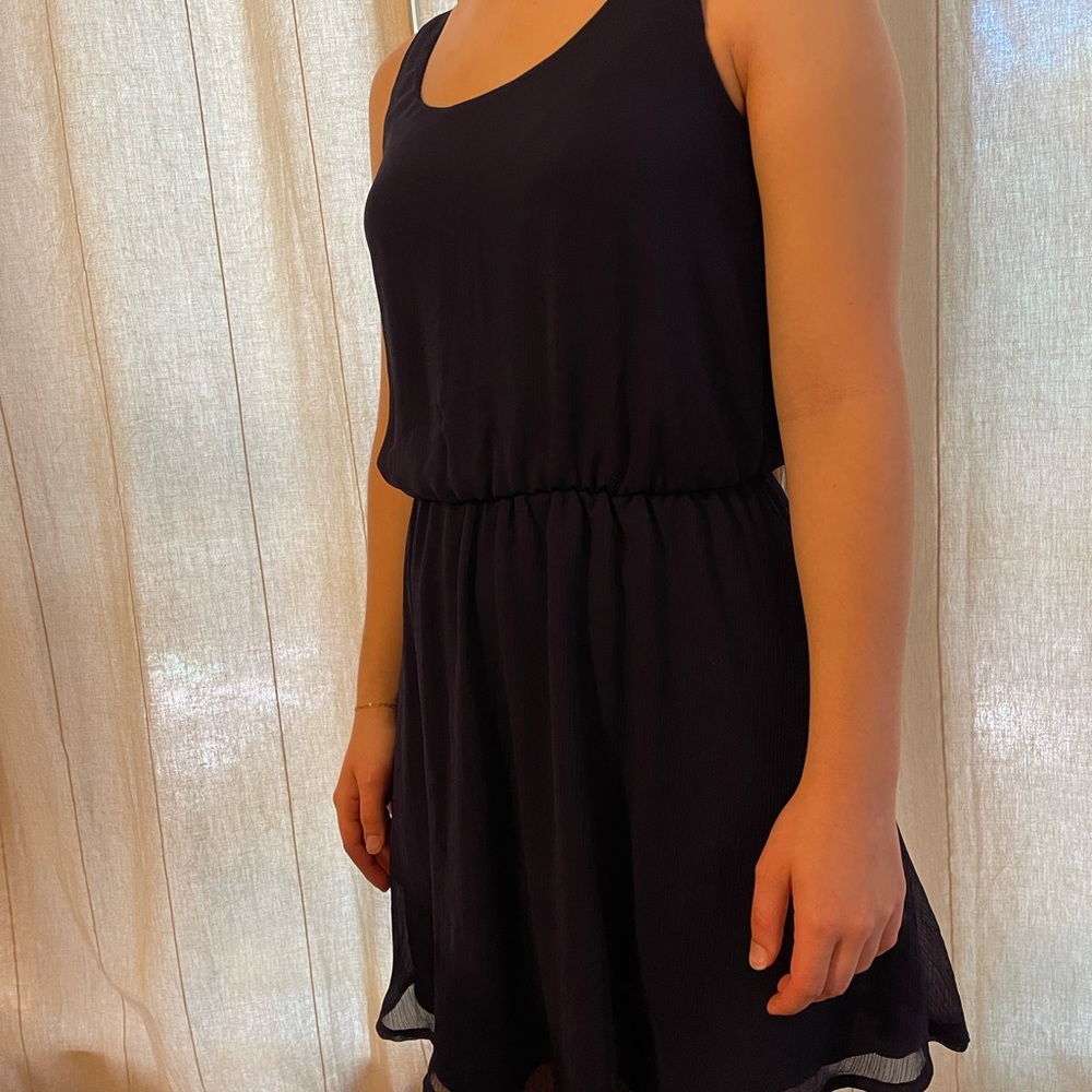 Beautiful basic navy chiffon fully lined dress